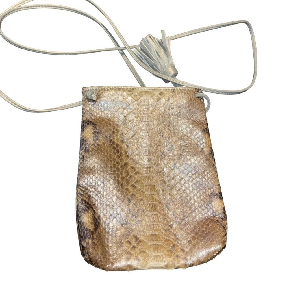 Presmer Genuine Python Skin Crossbody Bag With Tassel - Picture 2 of 4